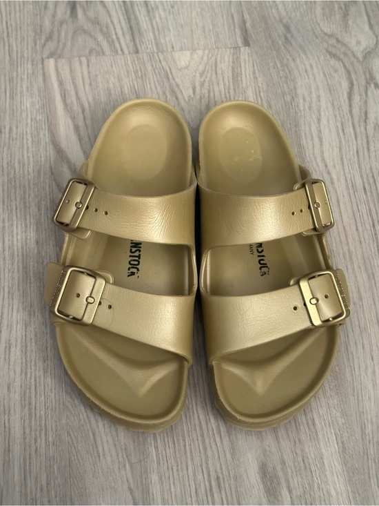 Birkenstock Shoes - Birkenstock Arizona EVA sandals in the "Glamour Gold" colorway.